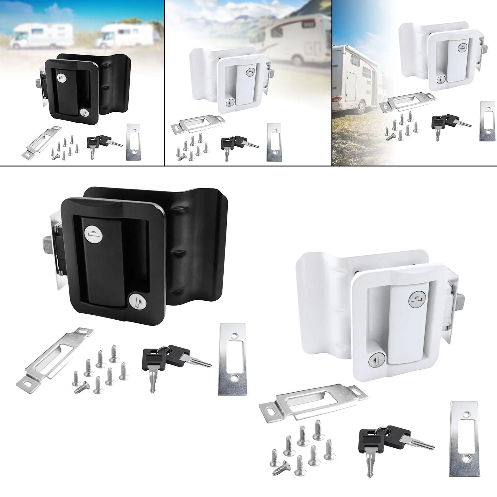 Trailer Entry Door Lock Motorhome Replace Zinc Alloy Universal Fit Paddle Bolt with Two Keys Cargo Hauler Trailer Door Latch