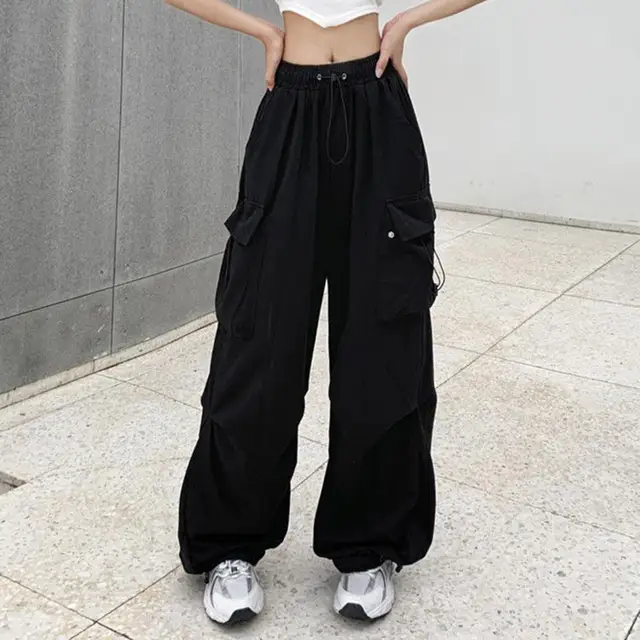 Pantalones Cargo holgados Retro para mujer, Pantalón ancho informal de  estilo callejero, a la moda, con cintura elástica, 2023 - AliExpress