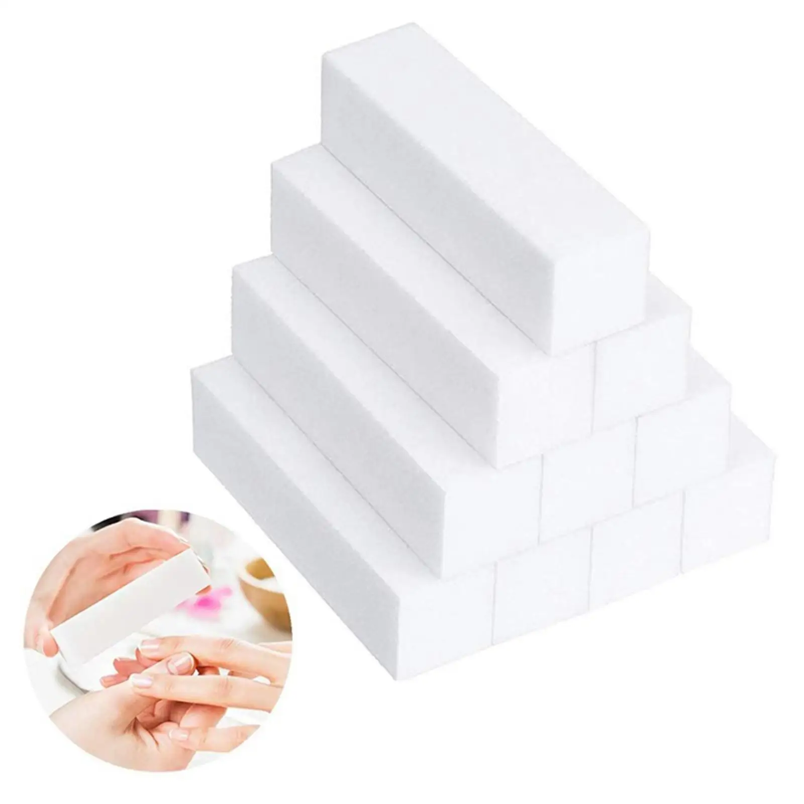 10 Pieces Nail Buffer Block Fingernails White Polisher for Manicure 