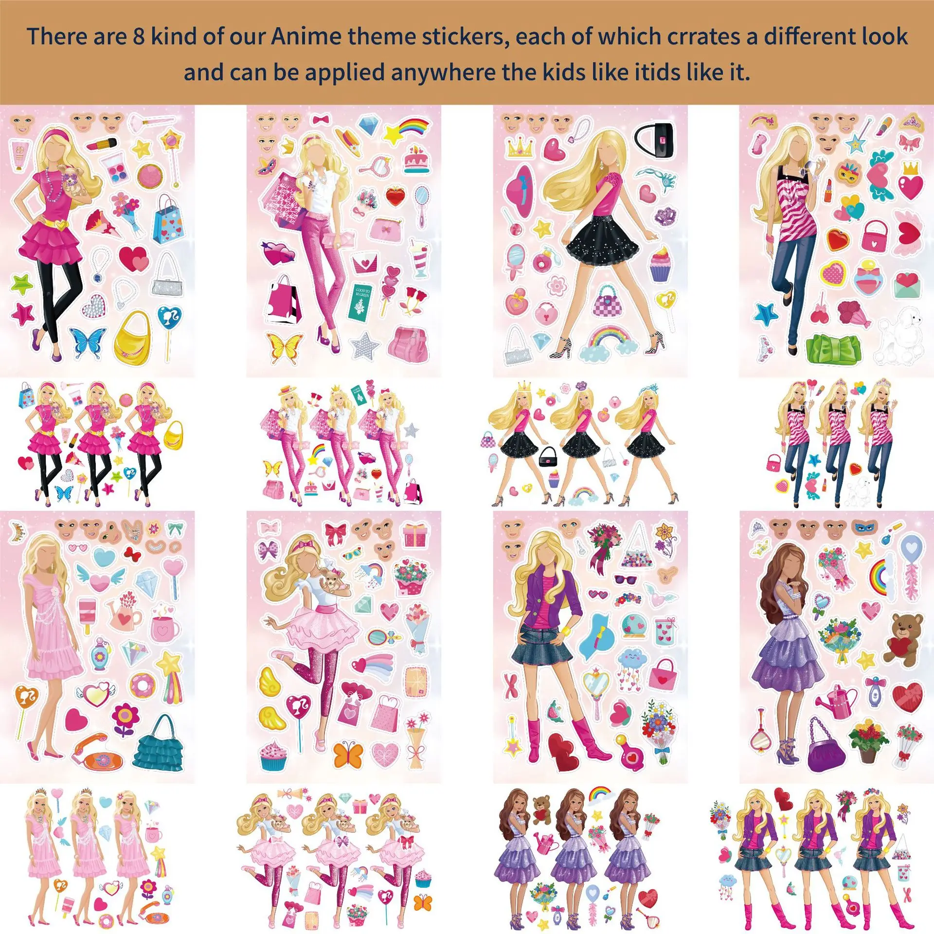 Barbie Make A Face Puzzle Stickers