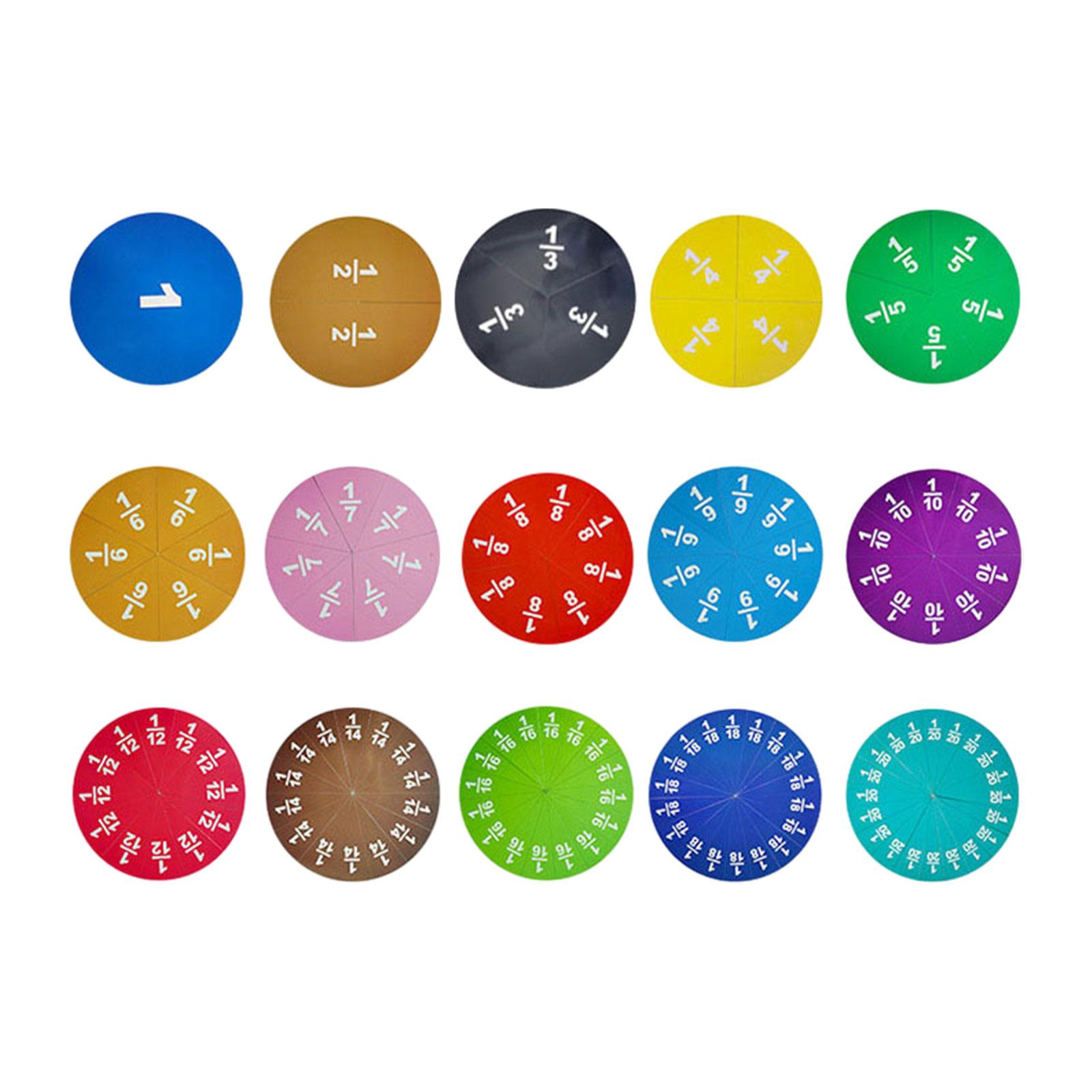 135Pcs Magnetic Fraction Tiles Circles Math Manipulative Learning Games Educational Tool for Preshcool Home Children