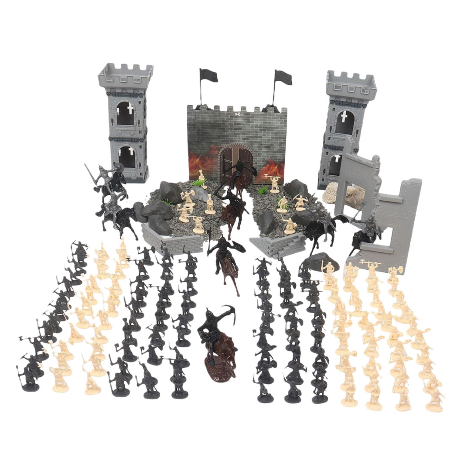 Simulation Soldier Model Set Cavalry Development Toys Ruins Arrow Towers Ancient Soldier Soldier Static Model Warriors for Gift