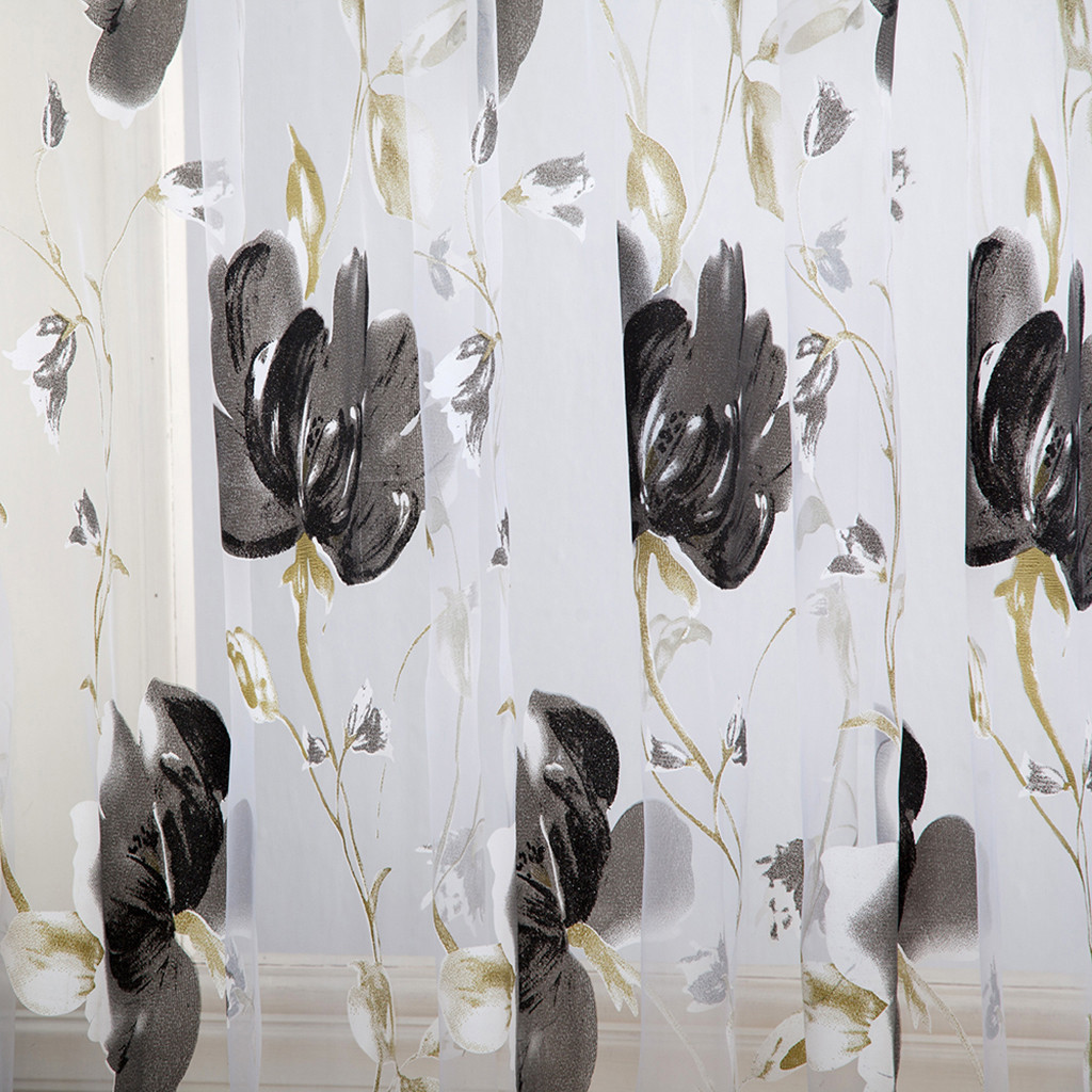 Description Picture 4 of item1 PCS Vines Leaves Tulle Door Window Curtain Drape Panel Sheer Scarf Valances