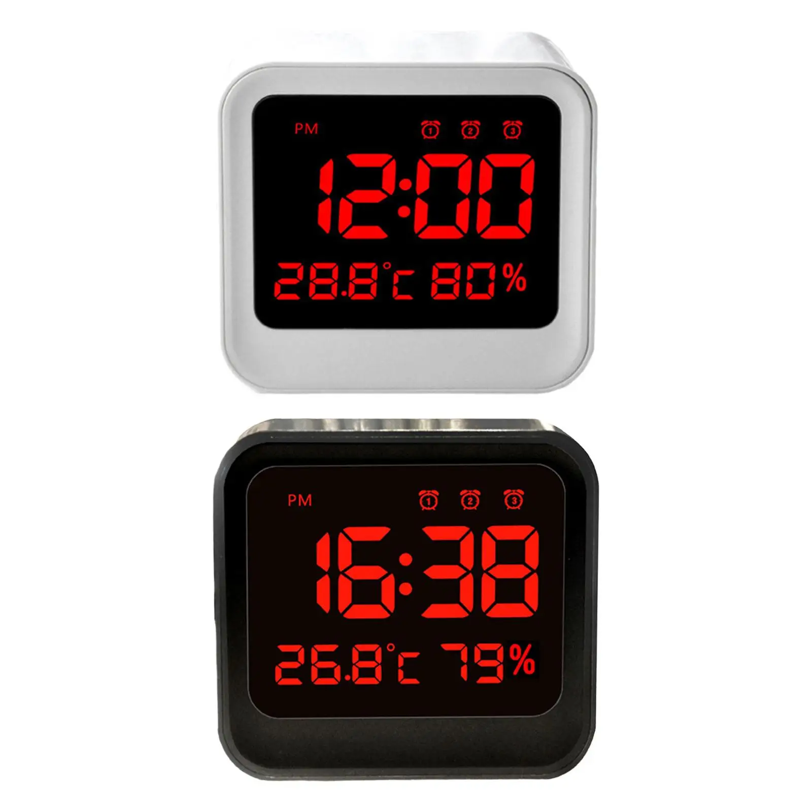 Digital Alarm Clock Snooze Compact Temperature Display LED Bedroom Alarm Clocks for Bedroom Heavy Sleeper Office Bedside