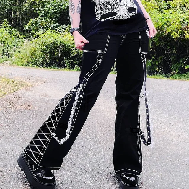 Punk Chain Belt - Gothic Spike Rivet - Anime Cosplay Emo - Cyberpunk Silver  Color - Metal Pants Clip - 3 Layered Body Ch… in 2023