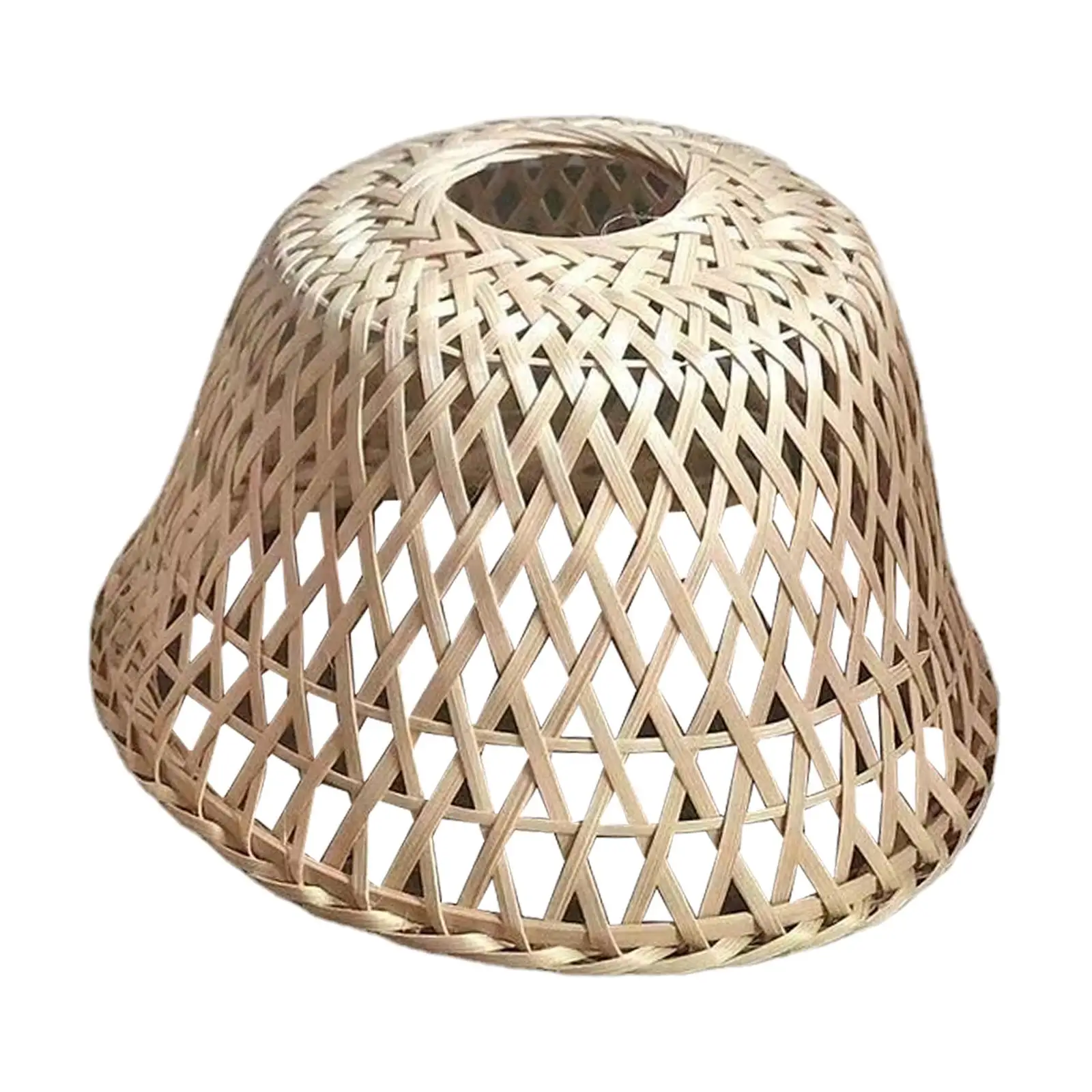 Retro Style Bamboo Weave Hanging Lamp Shade for Kitchen Bedroom Replacement Durable Farmhouse Decor Chandelier Cover Dust Proof