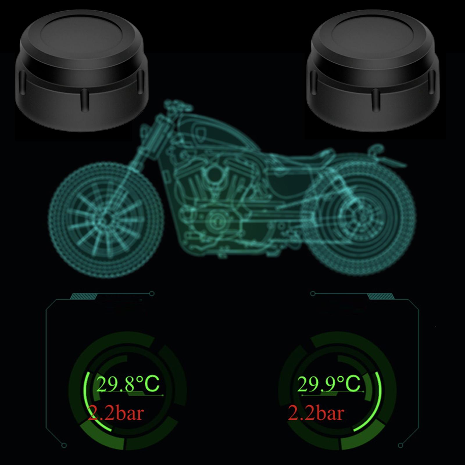 2 Pieces/Set Bluetooth Motorcycle Tire Pressure Monitoring System Sensor TPMS Sensor Real Time Monitor for Two-Wheel Bike