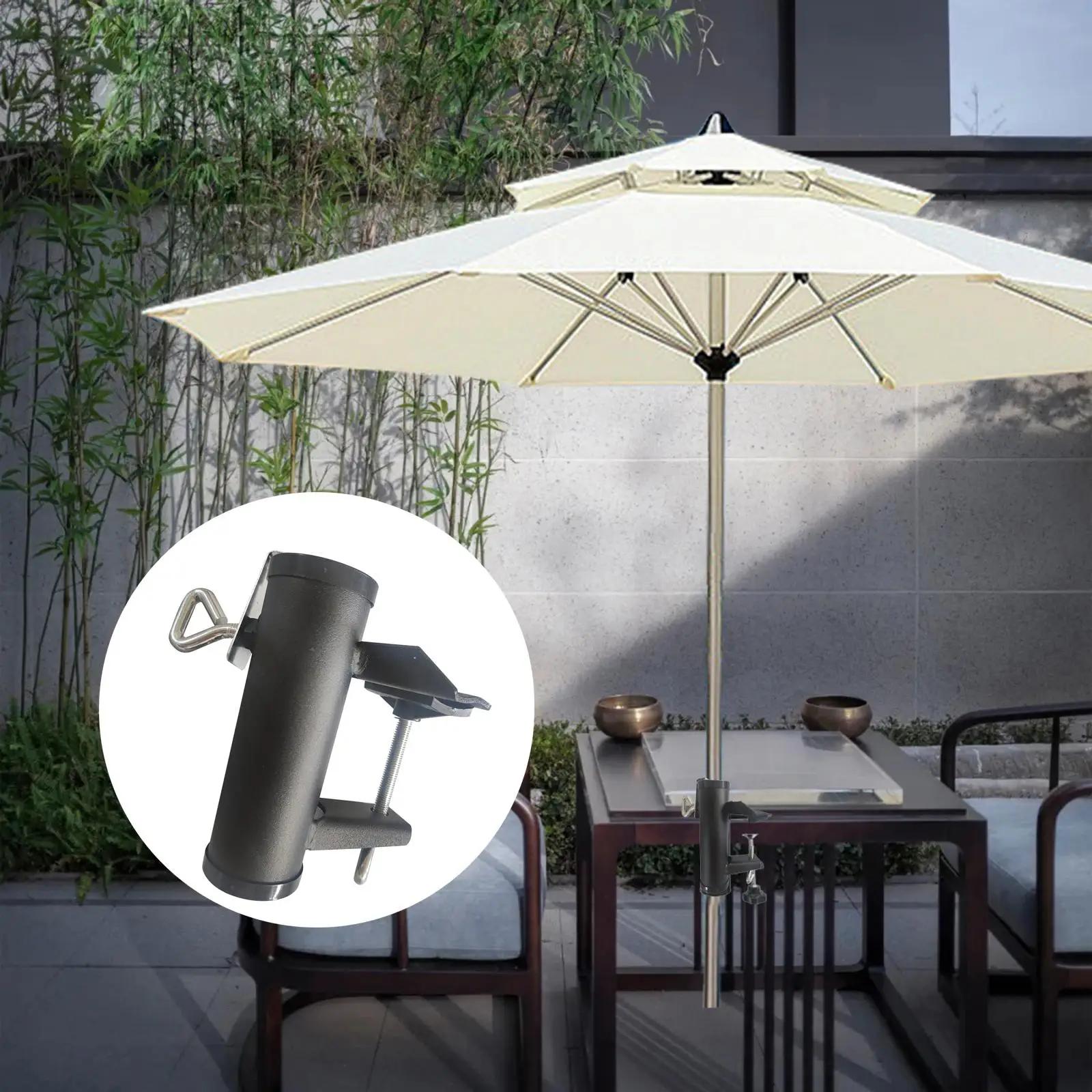 Patio Umbrella Clamp Holder Deck Mount Umbrella Stand for Yard Dock Railing