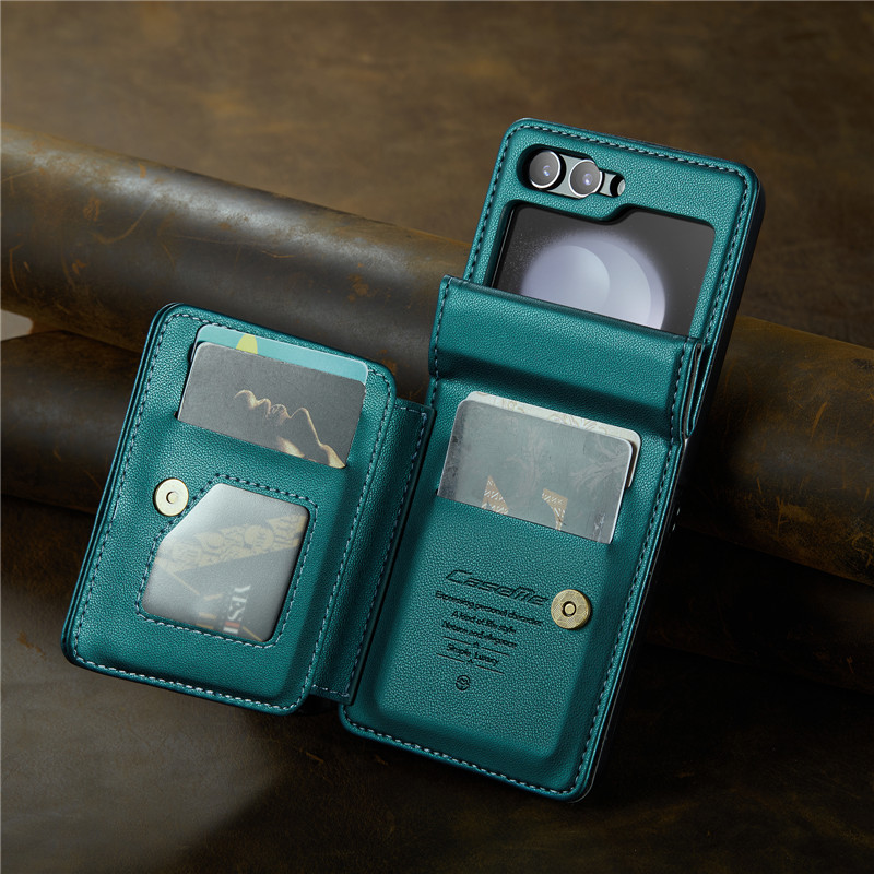 EUCAGR Luxury Magnetic Wallet PU Leather Case For Samsung Galaxy Z Flip 5 6 7 Card Solt Holder Pocket Cover For Galaxy Z Flip7 5