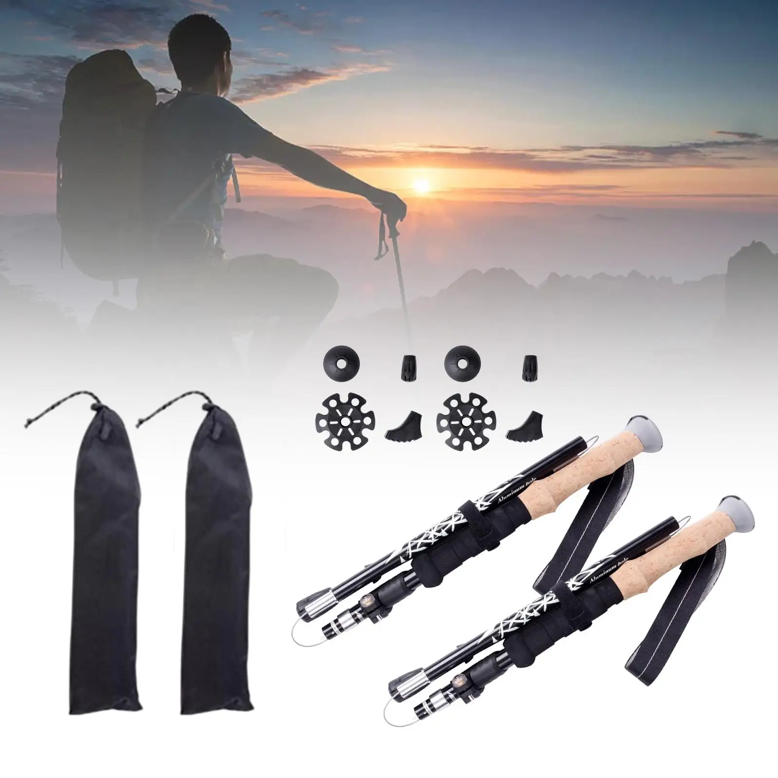 Portable Folding Cane Elderly Walking Cane Telescopic Crutch Trekking Poles for Camping