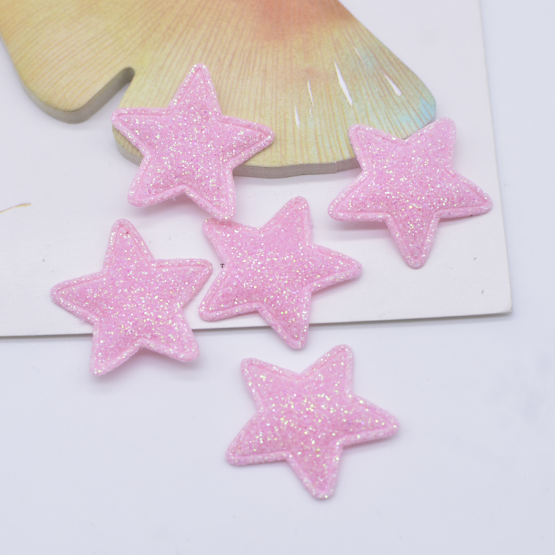 100 Stück 25 mm Bling Star gepolsterte Glitzer-Stoff-Applikationen zum Basteln von Kleidung, Nähen, Patches, DIY, Kopfbedeckung, Schleife, Dekor-Zubehör – Detail 3