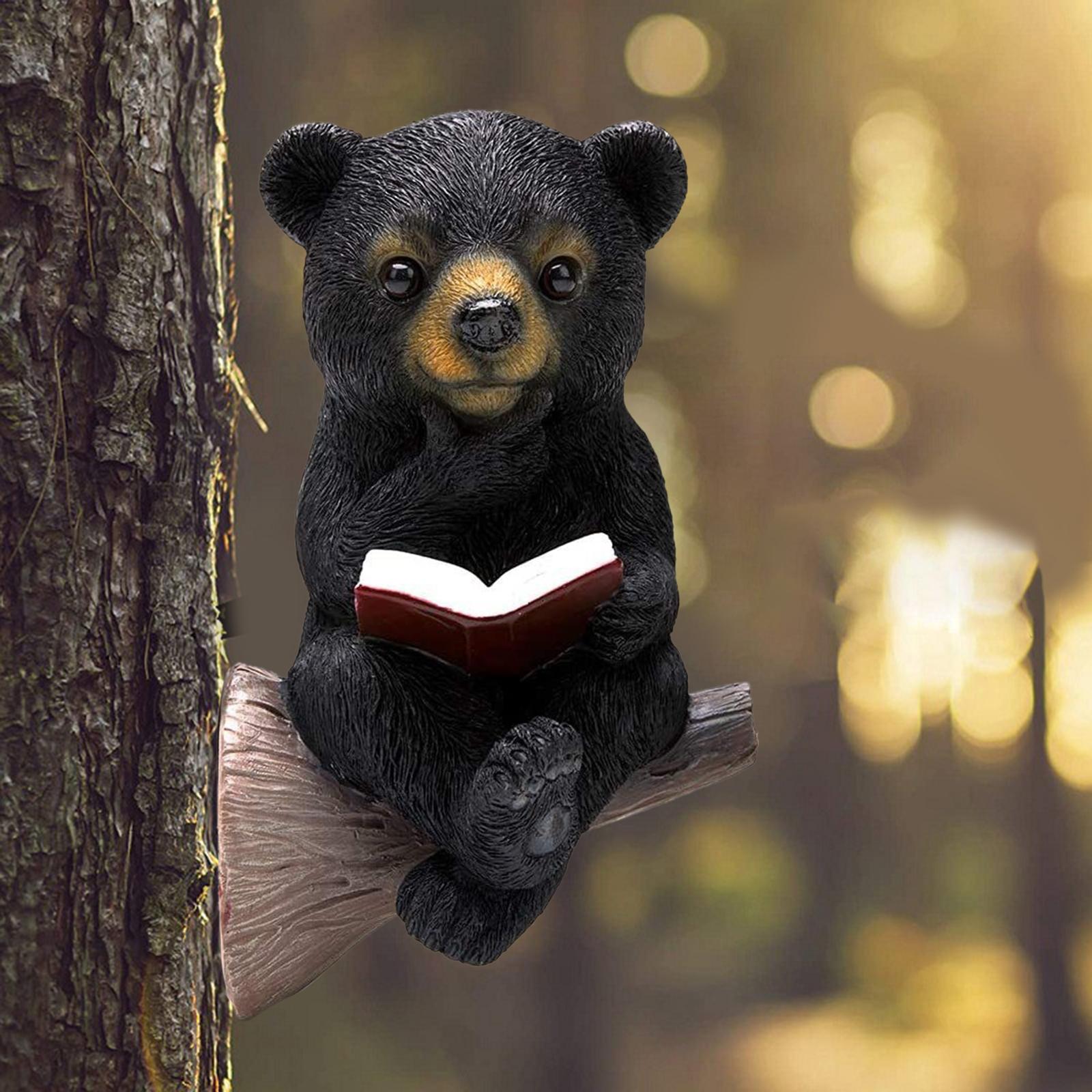 Garden Black Bear Decor Funny Statue for Walkway Housewarming Outdoor