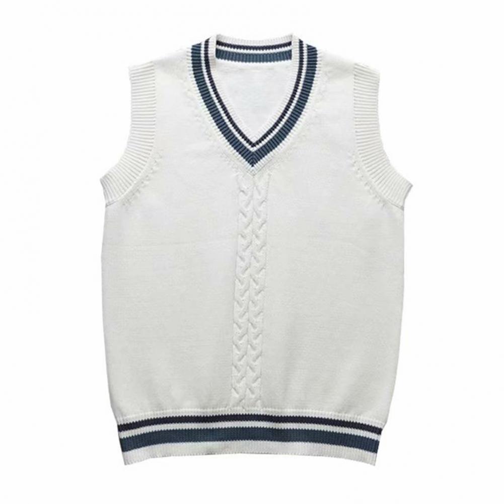 Oversize Sweater Vests Men Patchwork Preppy Style Couple Soft - Main Image