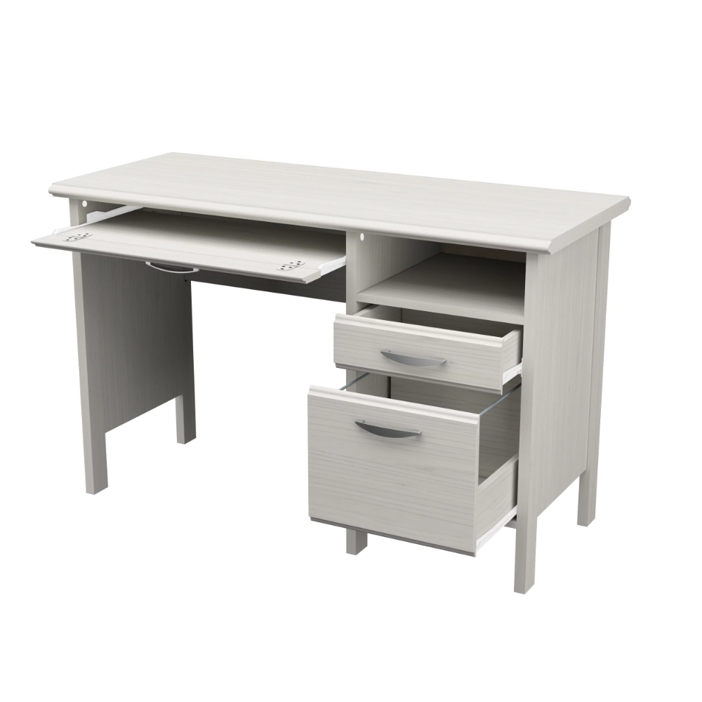 Description Picture 2 of itemLaminate Computer Desk with 2 Drawers and Open Storage, Washed Oak