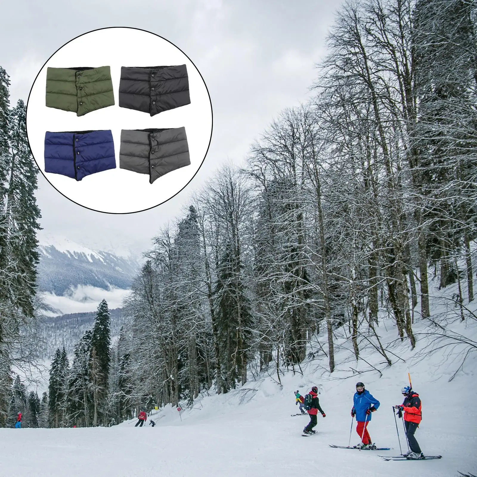 Winter Scarf Unisex Warmer Shiny Collar Down-Cotton Shawl Wraps for Climbing