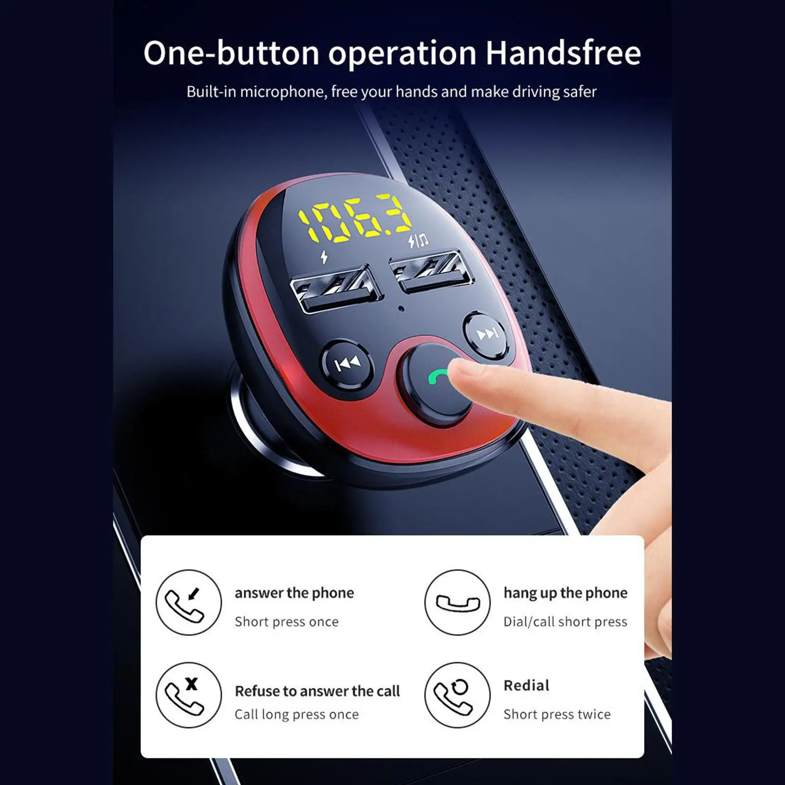 tachiuwa Wireless Bluetooth Car Hands-Free Call FM  Multifunction