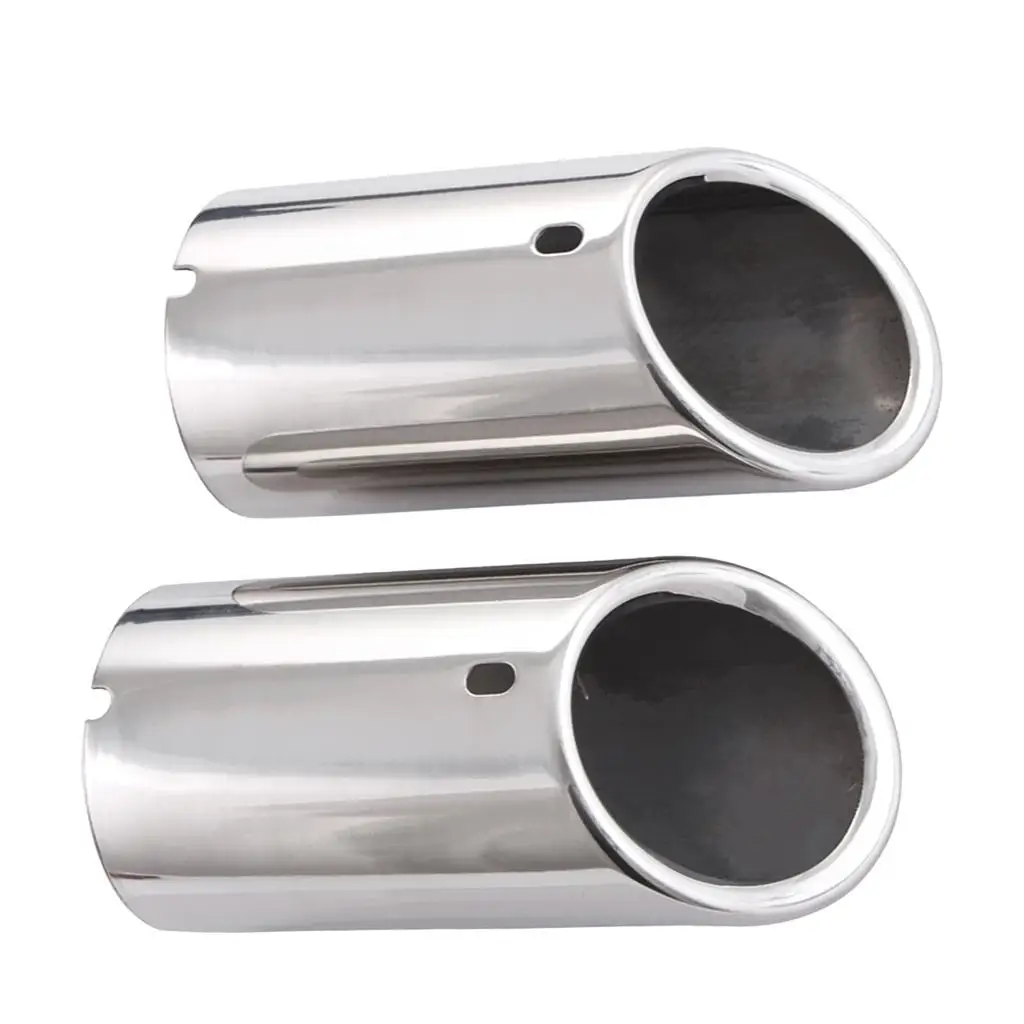 Car Round Gray Stainless Steel Chrome Exhaust Tail  Tip Pipe