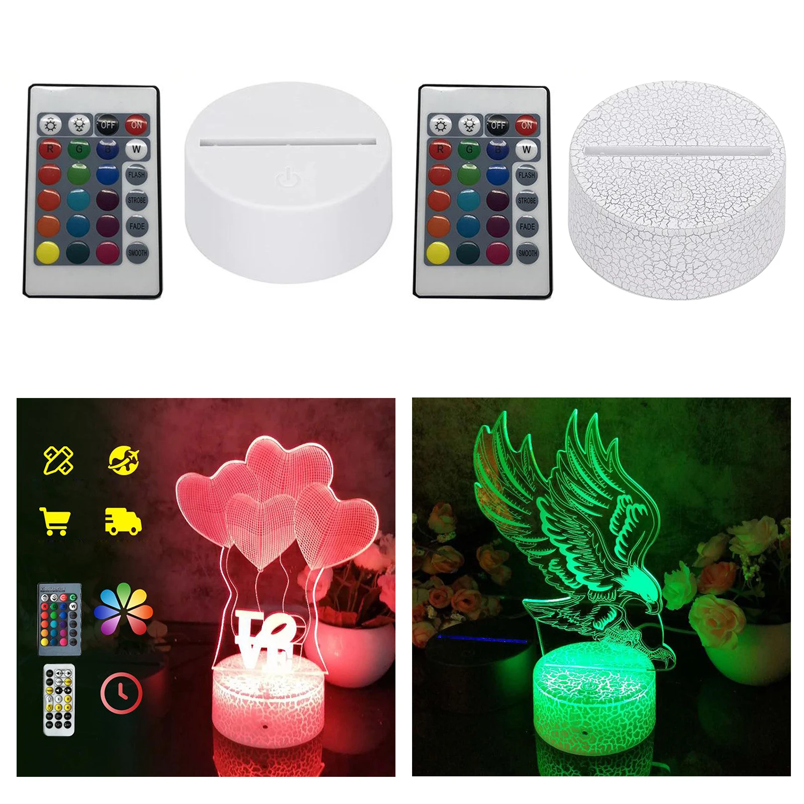 3D Night LED Light Replacement Base Bedroom Child Room Decoration Lights Nightlight Display Stand Color Changing Lamp Holder