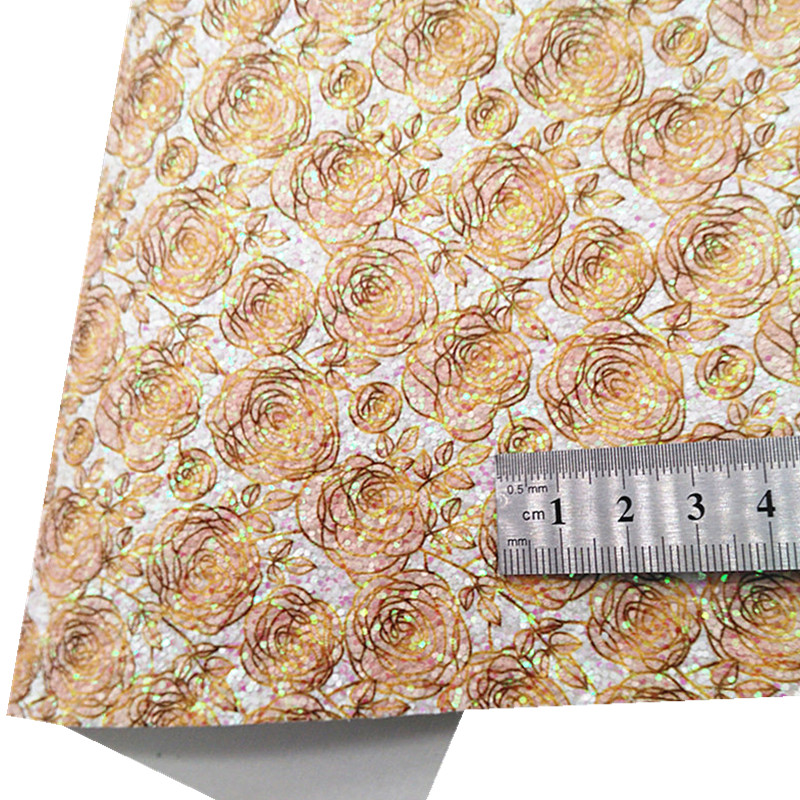 Description Picture 4 of itemNude Chunky Glitter Leather Roses Custom Leather Metallic Synthetic Leather Vinyl Leather Sheets For Bows DIY 21x29CM Q835