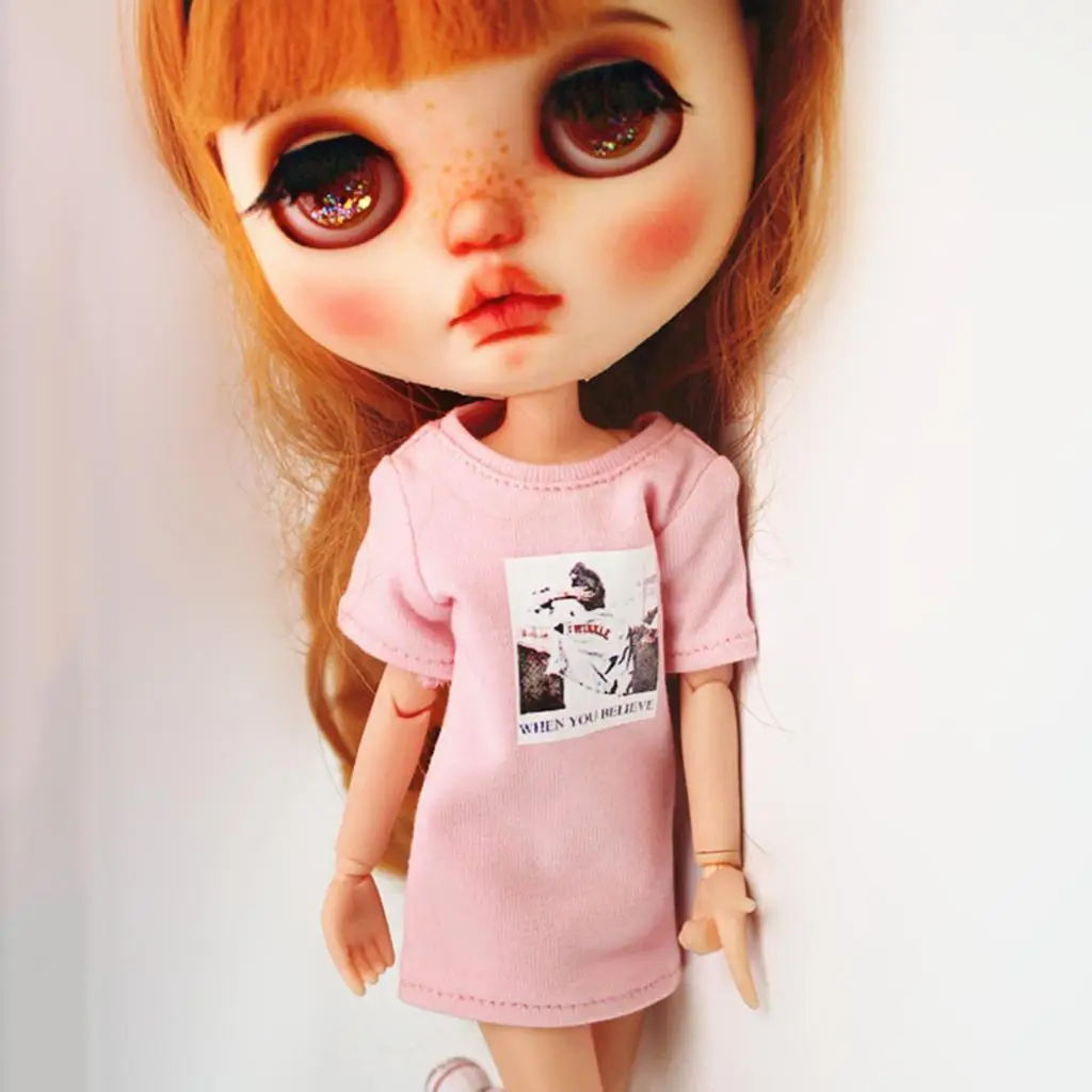 Trendy 1/6 Doll Loose T-shirt for 12inch Blythe Doll Clothes Accs Best Gift