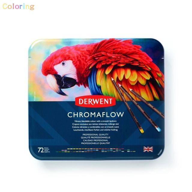 Derwent chromaflowアーティストプロフェッショナルカラー鉛筆72錫