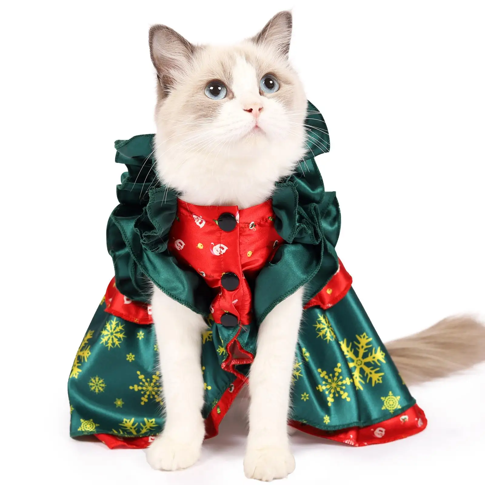 Dog Cat Christmas Costume Pet Xmas Cosplay Dress Xmas Apparel Clothes Xmas Tree Costume Dress for Small Medium Dog Cat