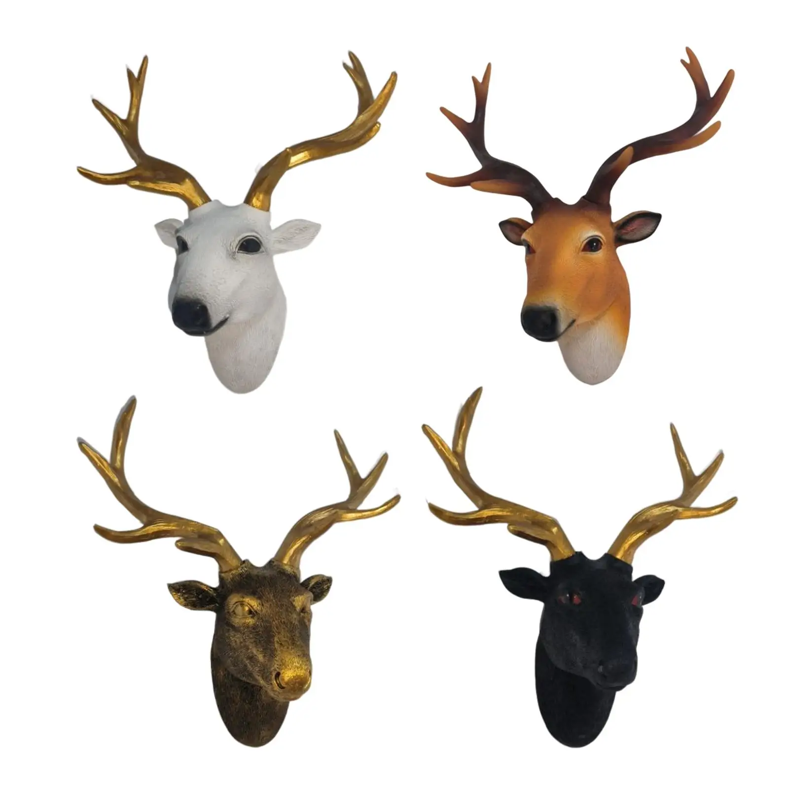 Wall Mounted Deer Head Animal Crafts for Living Room Home Farmhouse Bedroom Decor