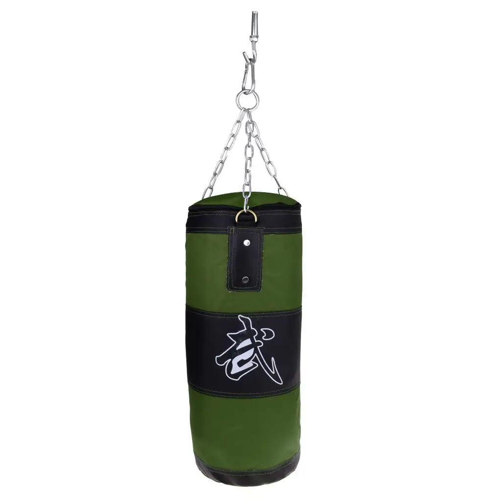 Durable Punching Bag Olive Green Boxing Sandbag Practice Kicking Martial Arts Training Bag Hanging Chains Set