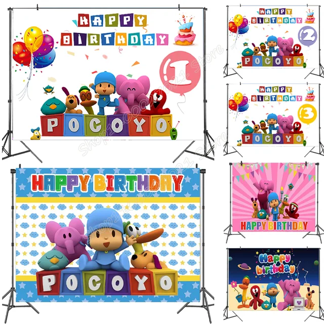 Contexto dos desenhos animados anime pocoyo tema fotografia adereços pano  de fundo festa de aniversário decoração banner vinil presente de natal -  AliExpress