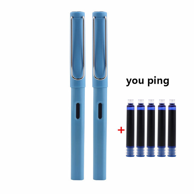 EYEYE Plumas estilográficas para escribir, 8 unidades, 3 negros, 3 azul de  negocios, 2 azul pálido, juego de plumas estilográficas desechables de