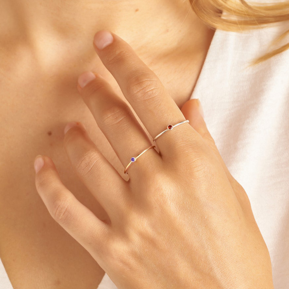 Damen-Ring mit Geburtsstein aus Edelstahl 316, goldene Farbe, schlichter modischer Stil für Frauen, Dezember, Festival, Party, Geschenk, Ringschmuck – Detail 4