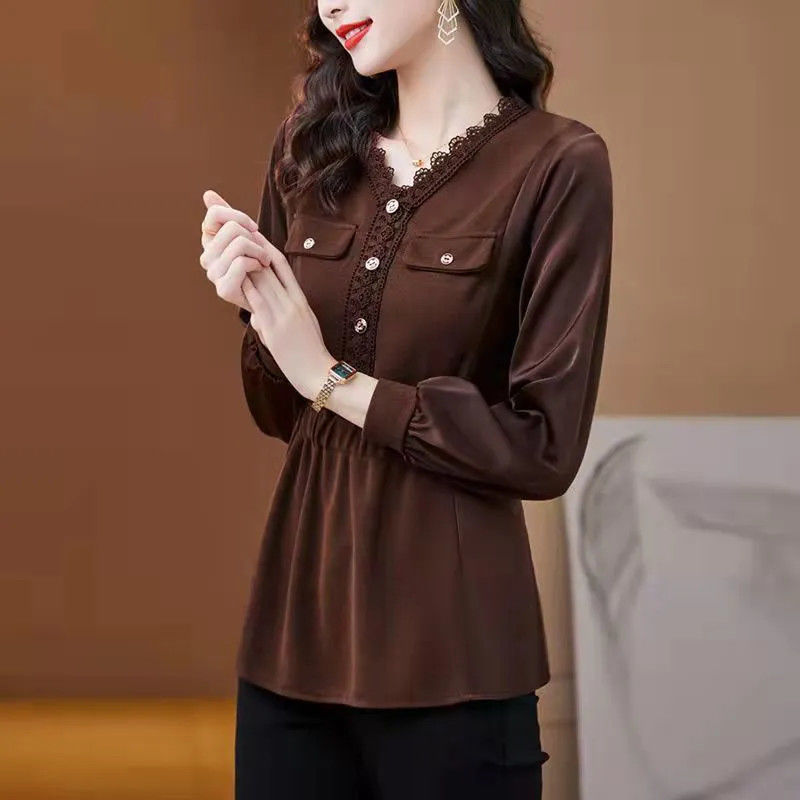 outono nova casual pullovers all-match escritório senhora camisa