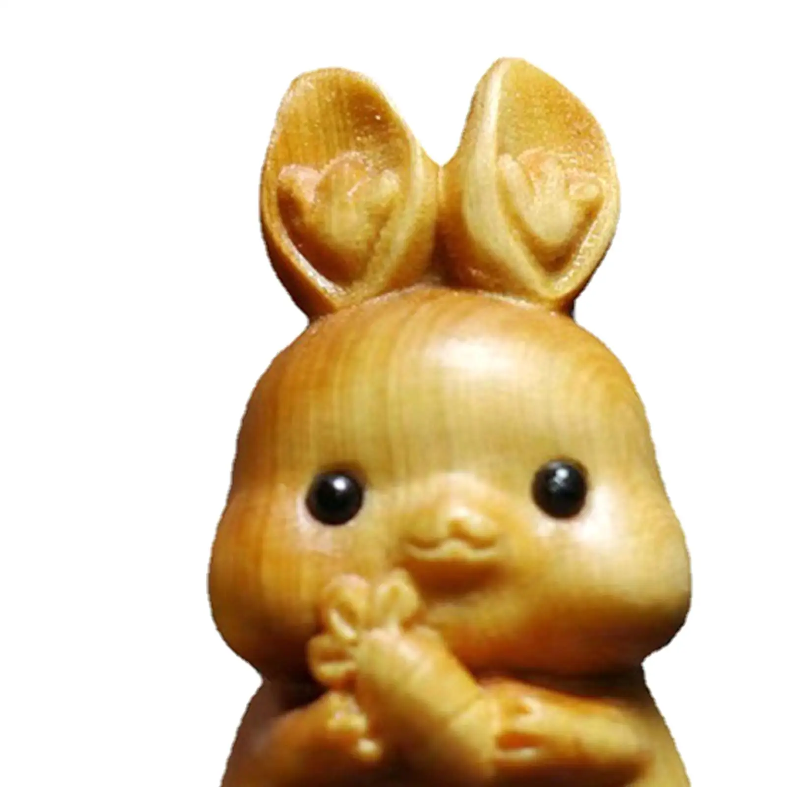 Wood Carving Rabbit Statue Desktop Ornament Collectibles DIY for 