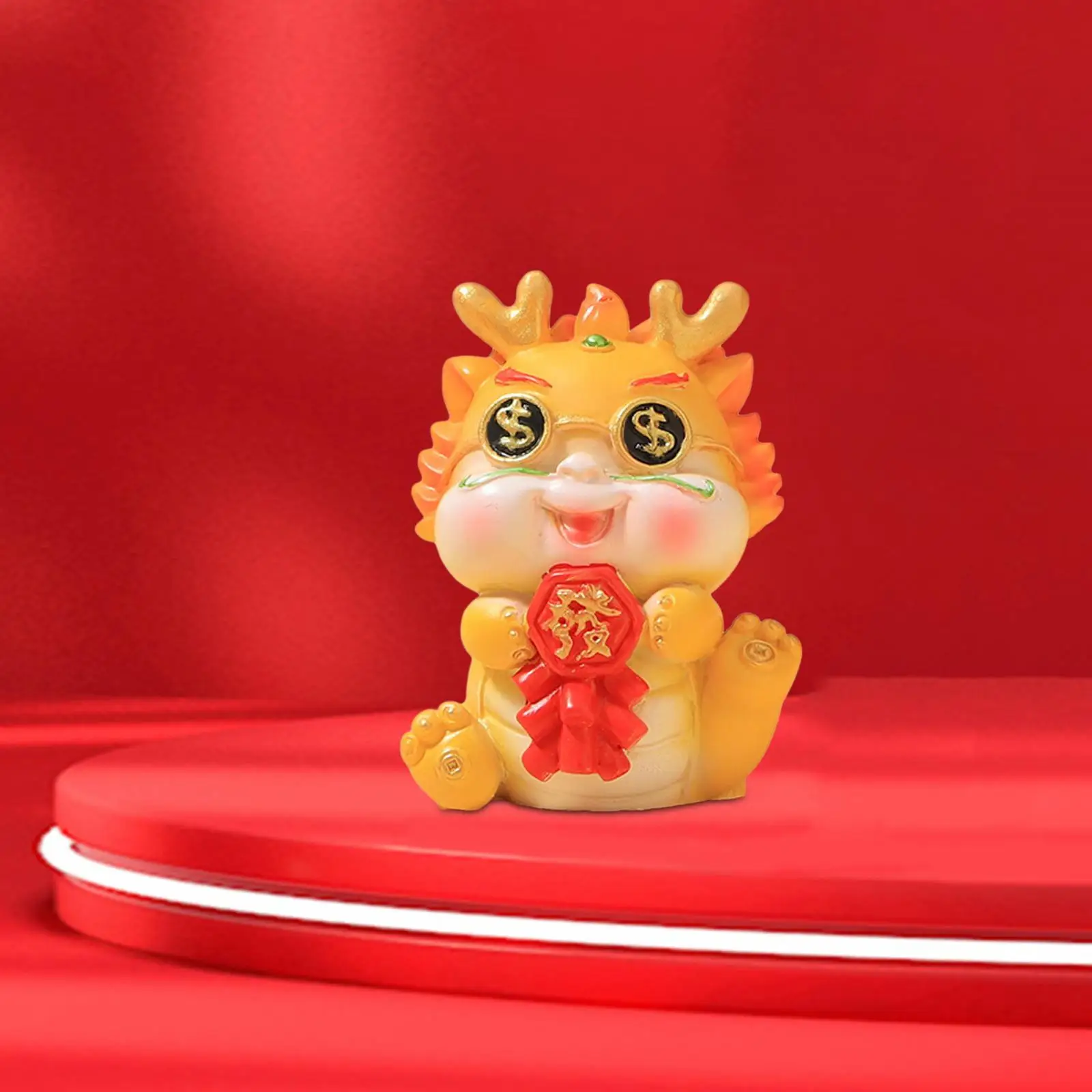 Resin Chinese Dragon Statue Cute Ornament Table Centerpiece Chinese Animals Statue for Cabinet Home Bedroom Bookshelf Decoration