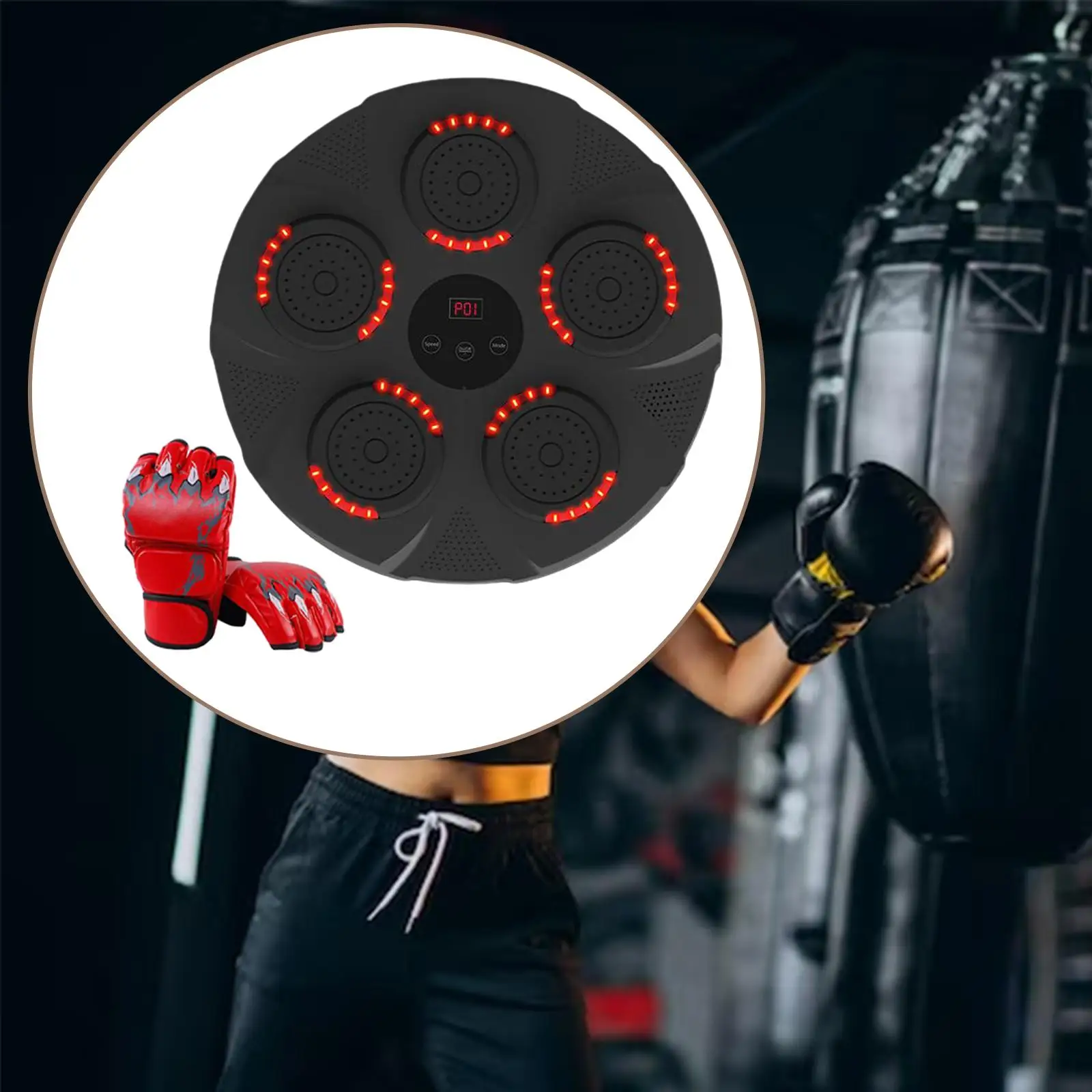 Smart Electronic Music Wall Boxing Training Machine Sandbag Set with Lights for