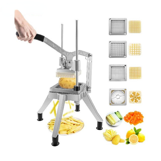 Commercial Vegetable Chopper with 4 Blades Stainless Steel Home French Fry Dicer Slicer Manual Cutting Kitchen Appliance