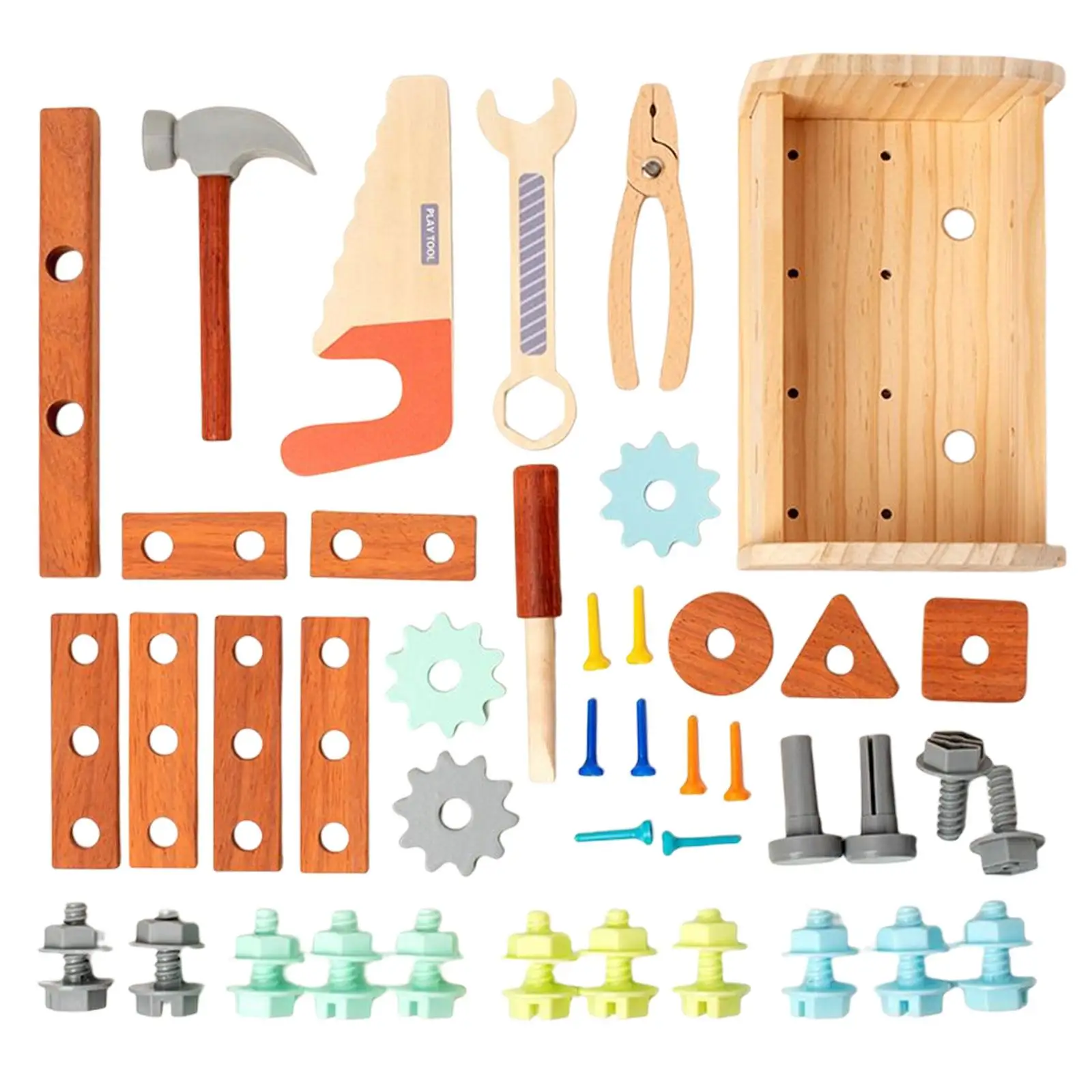 Wood Tool Set for Kids Nuts and Bolts Screw Driver Toolbox Toolbox Toy Wooden Construction Toy Wooden Toddler Tools Set for Kids