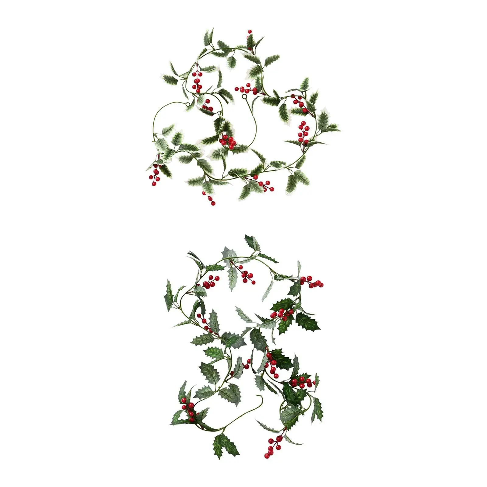 Artificial Christmas Leaves Red Berries Vine Garland 200cm for Party Holiday