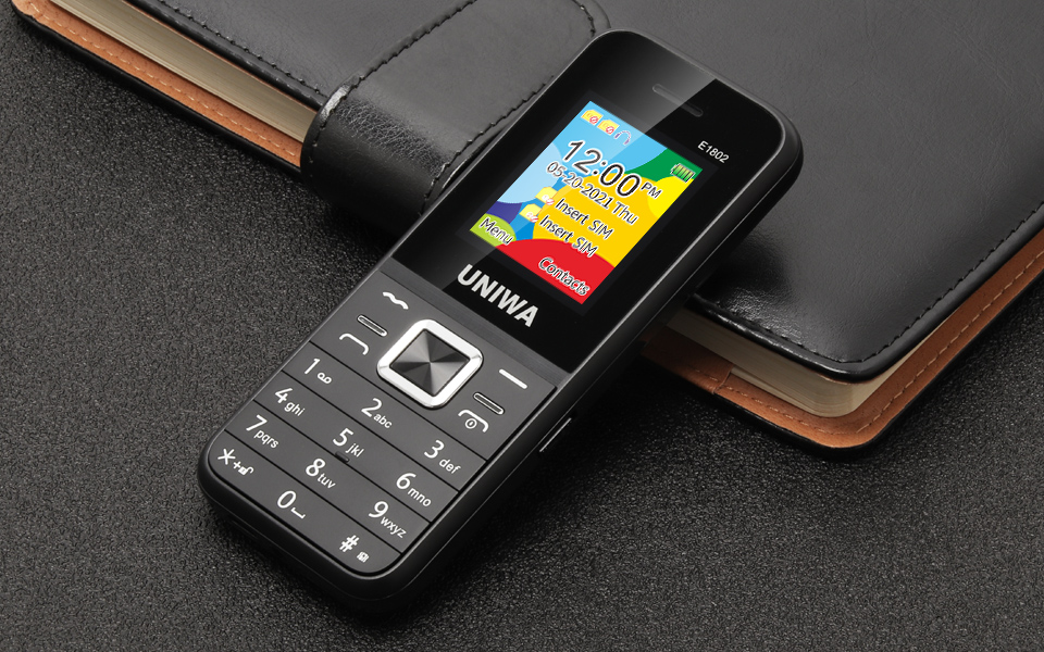 UNIWA E1802 2G Cellphone 1.77 Inch Flip Phone Push Button 1800mAh Telephone for Senior Elder Dual SIM Dual Standby Wireless FM