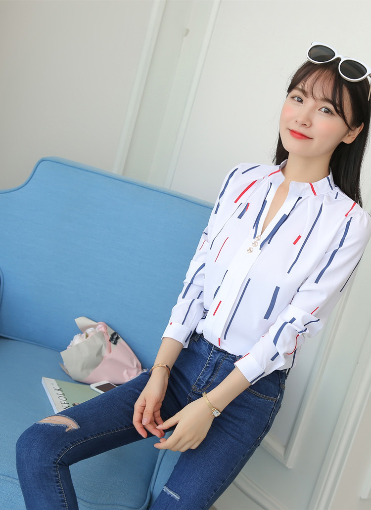 Title 22, Stripe White Women Shirt Korean Fashion Women