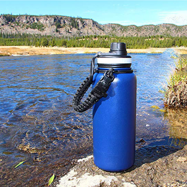 2pcs/set Braided Handle Strap Paracord 7 Core Water Bottle Hiking Travel  Fits Wide Mouth Cup Holder For Hydro Flask Accessories