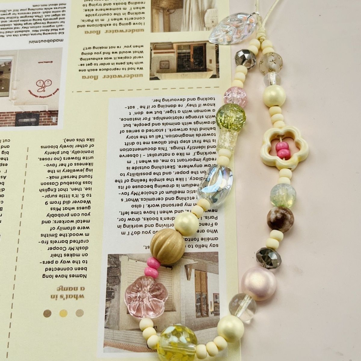 Y2K Frühling Perlen Seil Für Telefon Charme Strap Schlüsselbund Armband Nette Blätter Blume Anhänger Landyard Mädchen Frauen Schmuck Geschenke – Detail 5