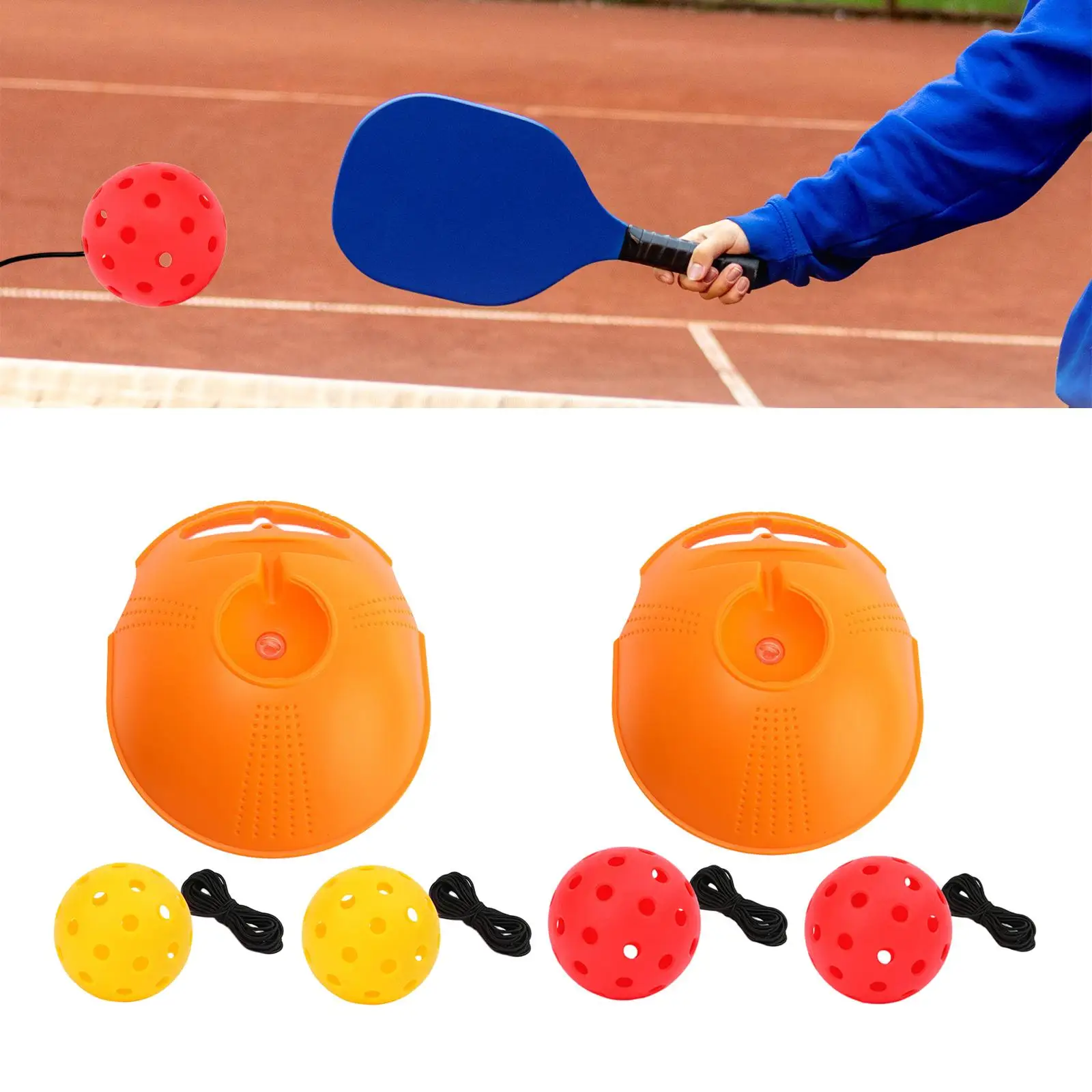 Pickleball Trainer Portable Baseboard with Elastic Rope Ball Improve Speed for Single Player Pickleball Lover Indoor Outdoor