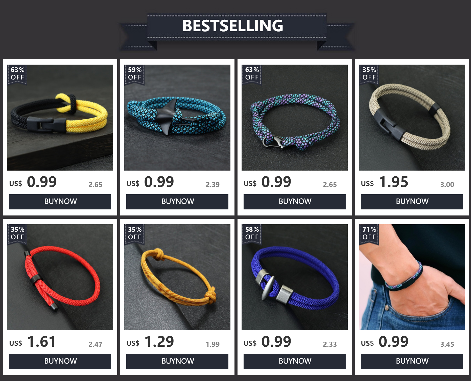 Noter New Men Cord Kette Armband Edelstahl Magnet Schnalle Stoff Armband Outdoor Camping Freizeit zubehör Pulsera Tela – Detail 1
