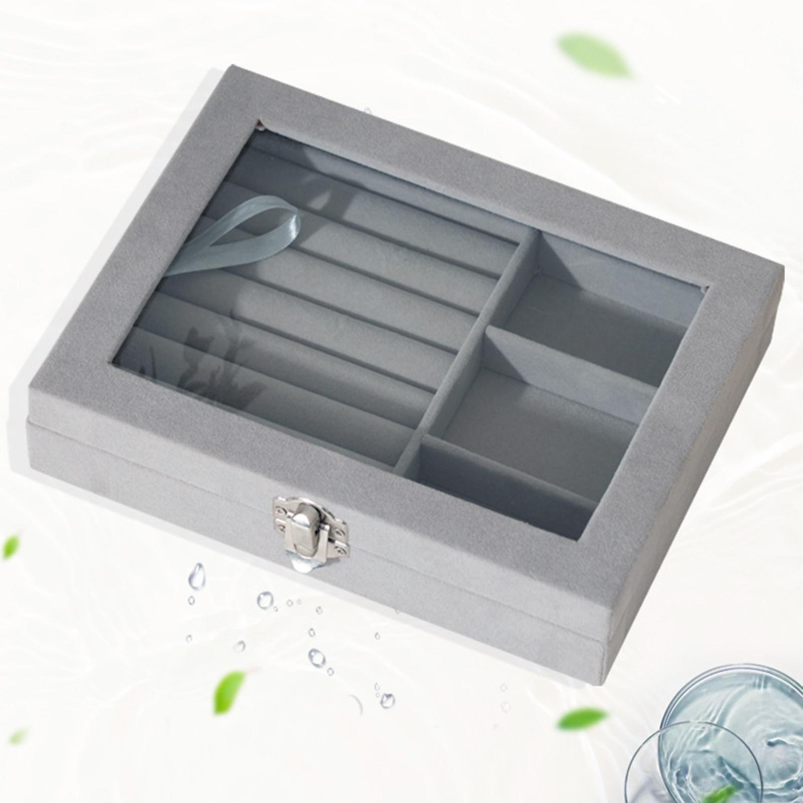 Portable Jewelry Box Organizer with Lid Removable Grid with Lock Holder Display Travel Case for Rings Bangle Watch Earring Women