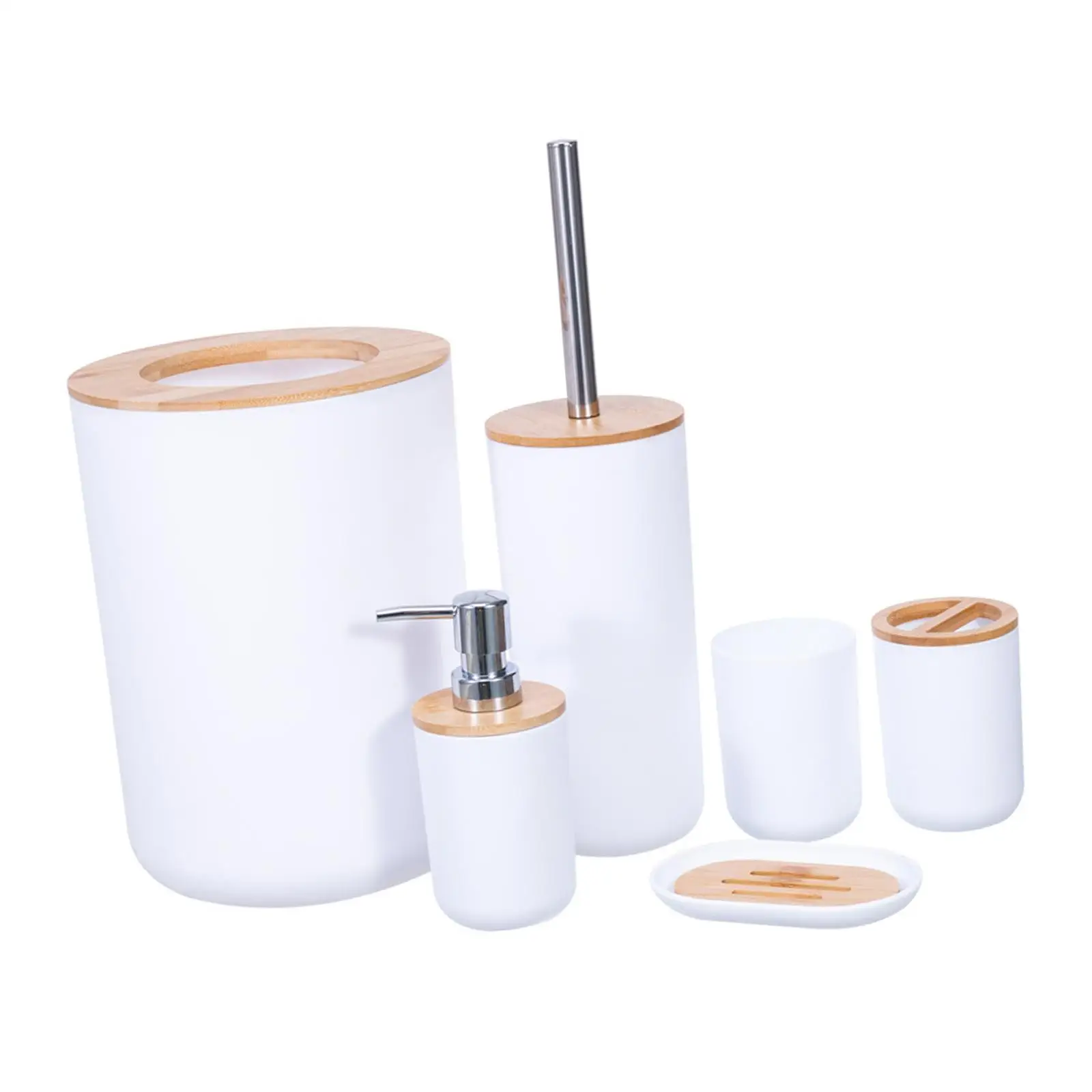 6Pcs Bathroom Accessories Set Toilet Brush Toothbrush Cup Trash Can Modern Bathroom Decor for Bathroom Apartment Home Dorm Gifts