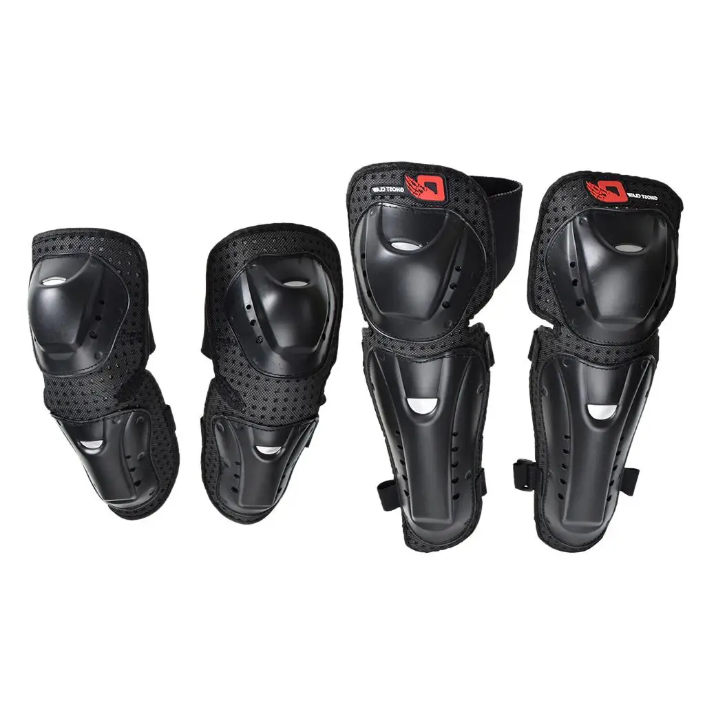 Elbow and knee pads protect kneecap for motorcycle, horse riding, soccer,