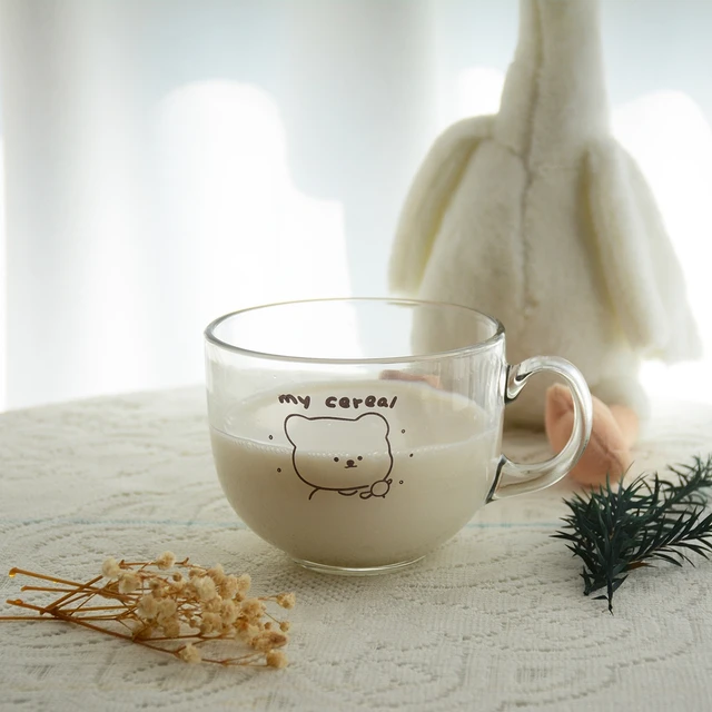 Cute Scarf Bear Glass Cup Transparent Coffee Tea Mug Drinks Dessert  Breakfast Milk Cup Glass Mugs with Handle Drinkware