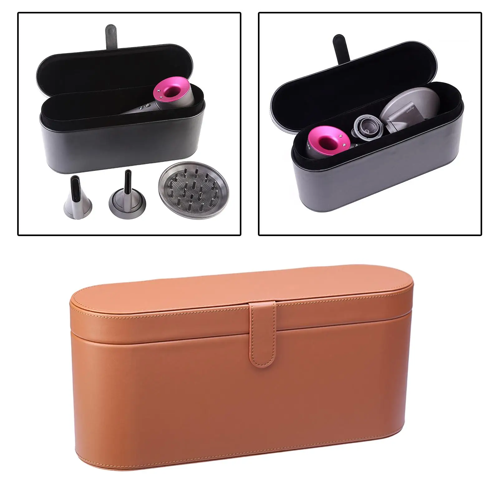 Portable PU Leather Travel Case Hair Dryer Storage Box HD03 Fits Hot Air Brush Accessories Magnetic Flip Organizer Carrier