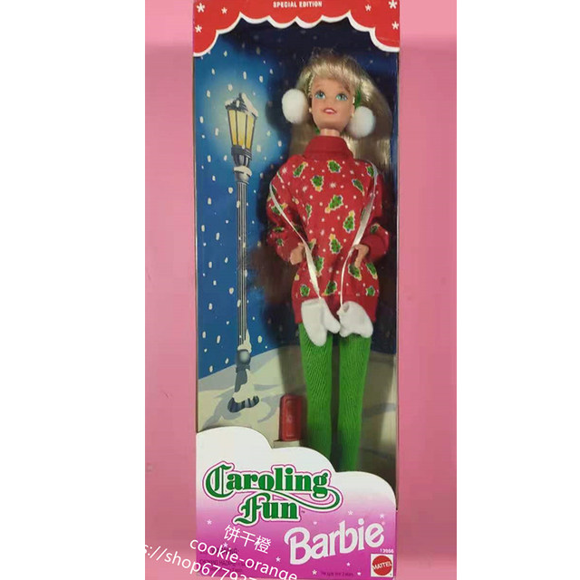 Original Barbie Caroling Fun 1995 Special Edition Merry Christmas Winter  Costume Blond Dolls Toys for Girls Festival Collection